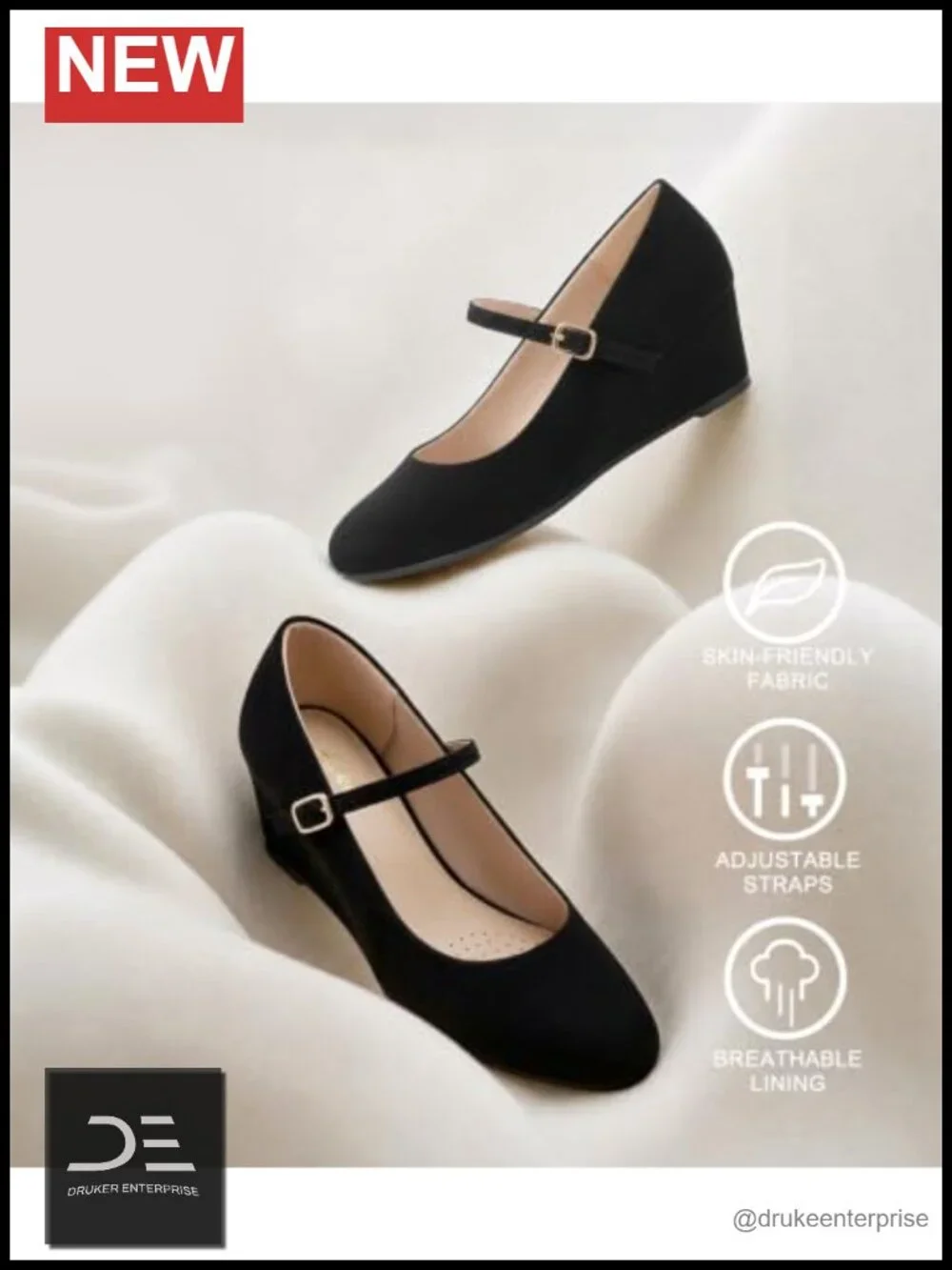 Comfortable Wedge Heels Closed Toe Pumps Ankle Strap 2